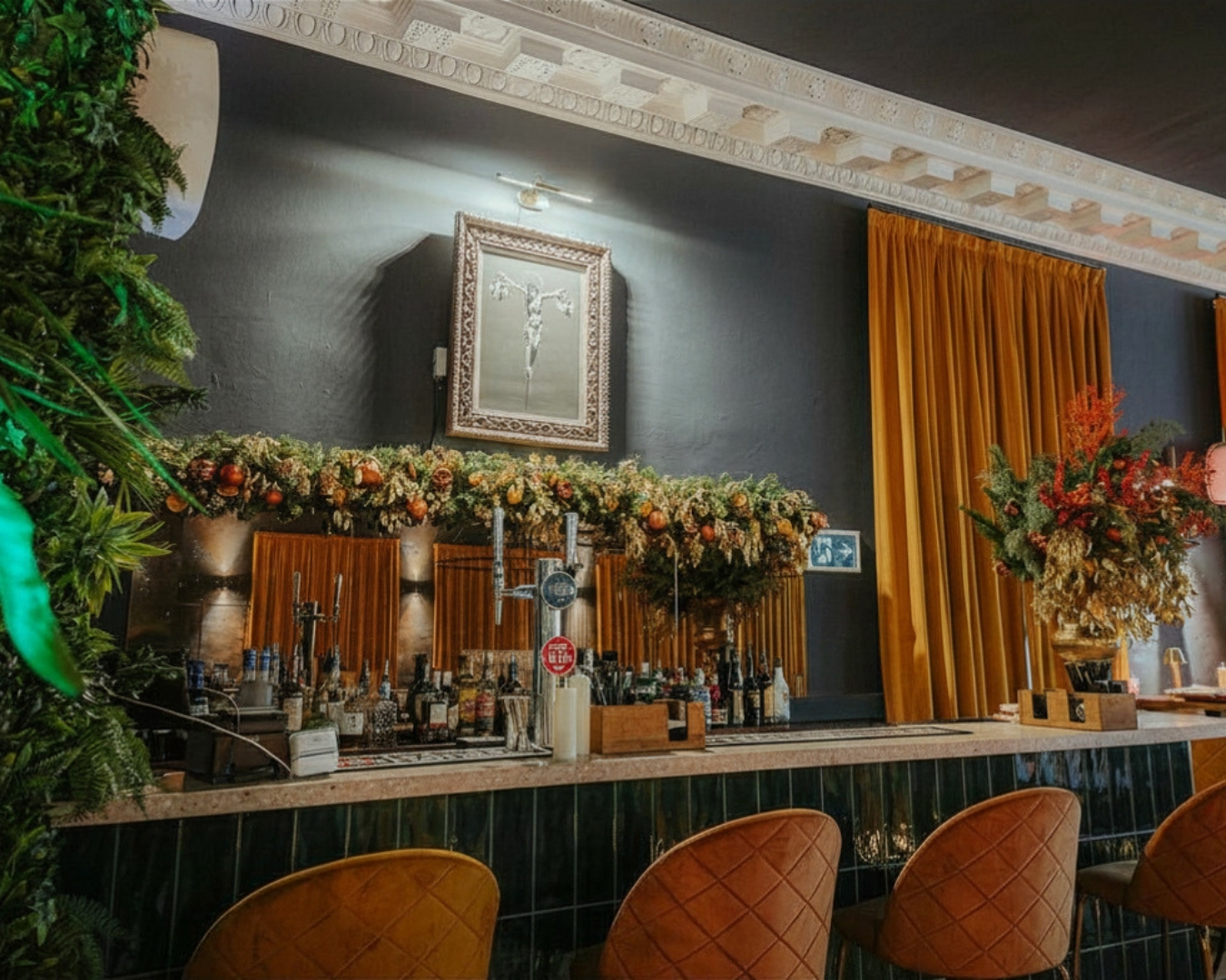 Amazing Grace London Bridge private bar decorated for Christmas