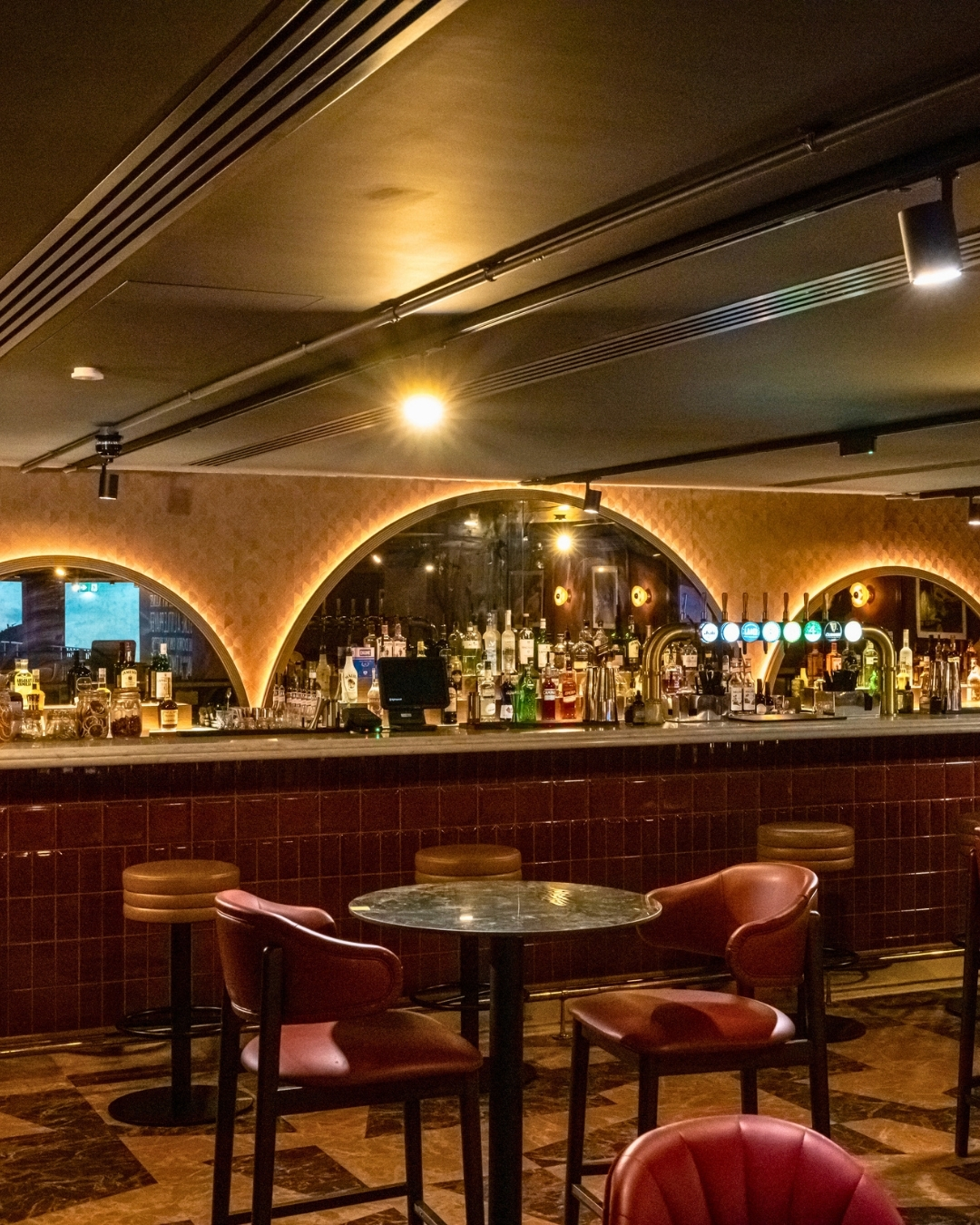 Mezzanine hire at Amazing Grace Canary Wharf decorated for Christmas